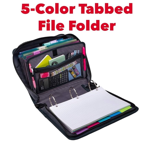 NWT Case-it Mountain Mighty Zip Tab Zipper Binder, 3" O-Ring with 5-Color tabs - Picture 8 of 10